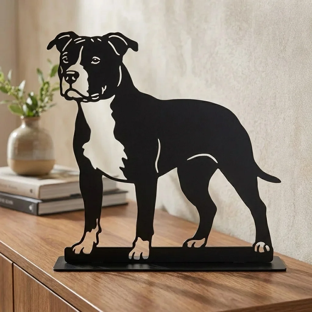 Amstaff metalowa dekoracja wolnostojąca model 2