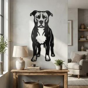 Amstaff - metalowa dekoracja ścienna model 3 na ścianie we wnętrzu