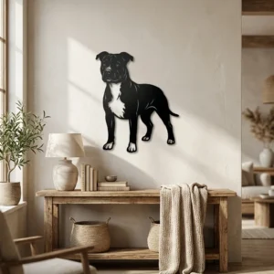 Amstaff - metalowa dekoracja ścienna model 4 w stylowym wnętrzu