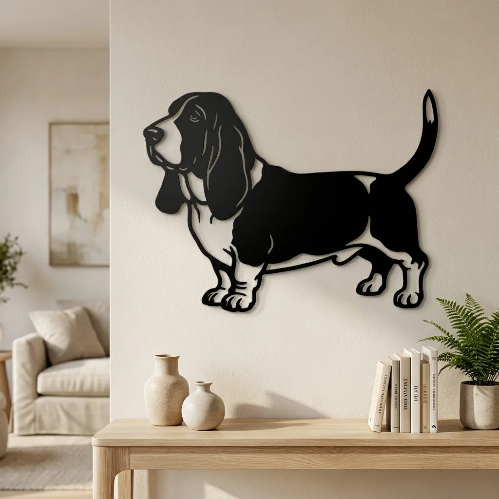 Basset Hound - metalowa dekoracja ścienna model 2 jako ozdoba do wnętrza