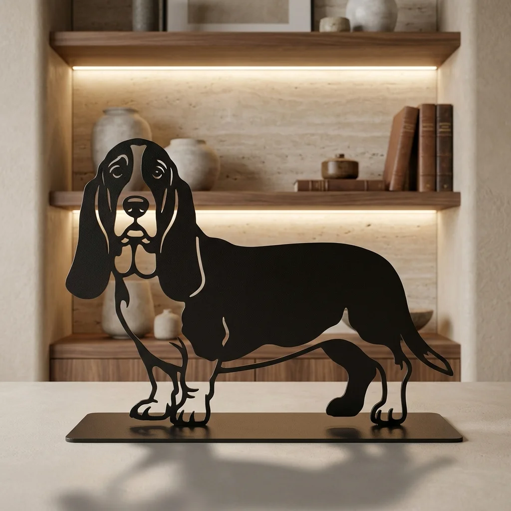 Basset Hound metalowa dekoracja wolnostojąca model 2