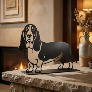 Basset Hound metalowa dekoracja wolnostojąca