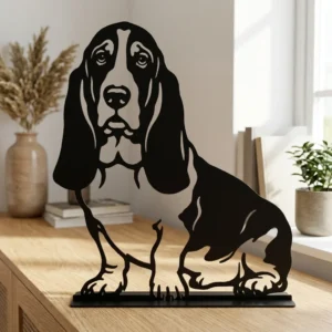Basset Hound metalowa dekoracja wolnostojąca model 4