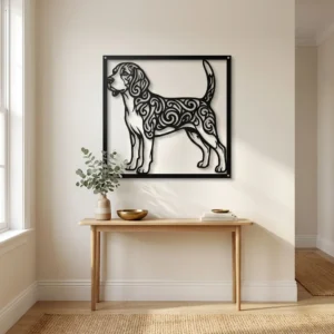 Beagle - metalowa dekoracja ścienna, model 2 jako ozdoba do wnętrza