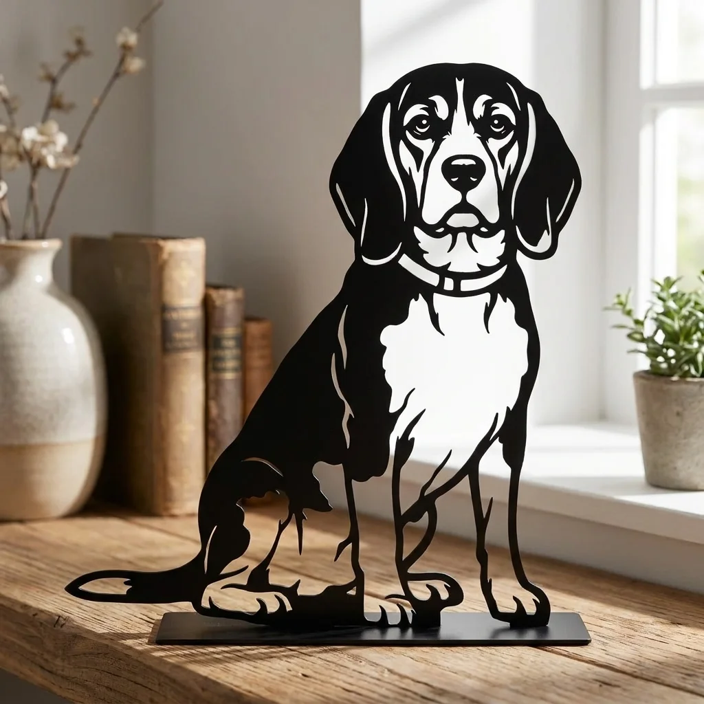 Beagle metalowa dekoracja wolnostojąca model 4