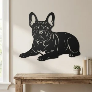 Buldog Francuski - metalowa dekoracja ścienna, model 2 jako ozdoba do wnętrza