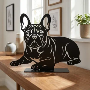 Buldog francuski metalowa dekoracja wolnostojąca model 2