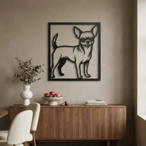 Chihuahua - metalowa dekoracja ścienna, model 4 w stylowym wnętrzu