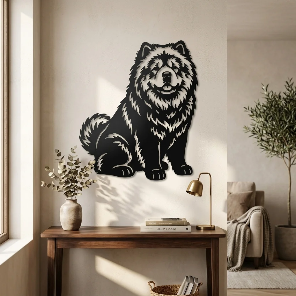 Chow Chow - metalowa dekoracja ścienna model 2 jako ozdoba do wnętrza