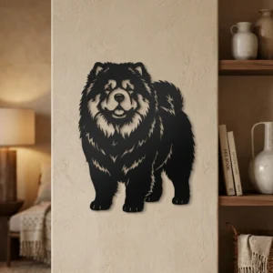 Chow Chow - metalowa dekoracja ścienna model 4 w stylowym wnętrzu