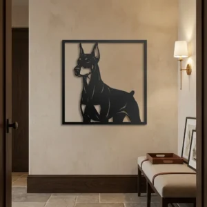 Doberman - metalowa dekoracja ścienna model 2 jako ozdoba do wnętrza
