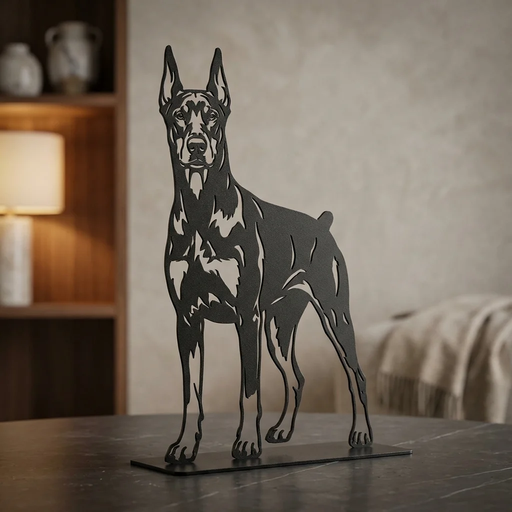 Doberman metalowa dekoracja wolnostojąca model 3