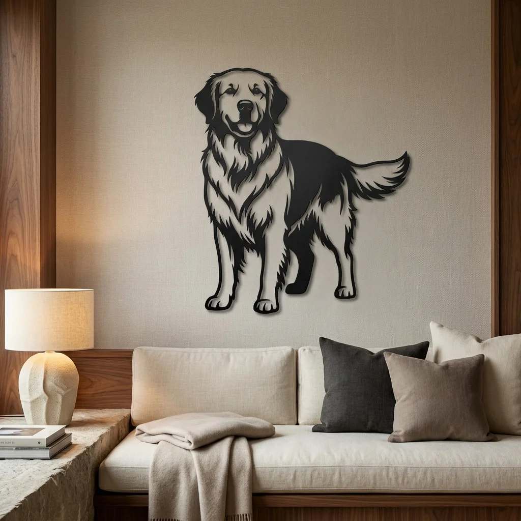 Golden Retriever - metalowa dekoracja ścienna model 2 jako ozdoba do wnętrza