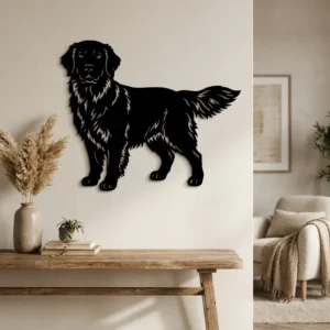 Golden Retriever - metalowa dekoracja ścienna model 3 na ścianie we wnętrzu