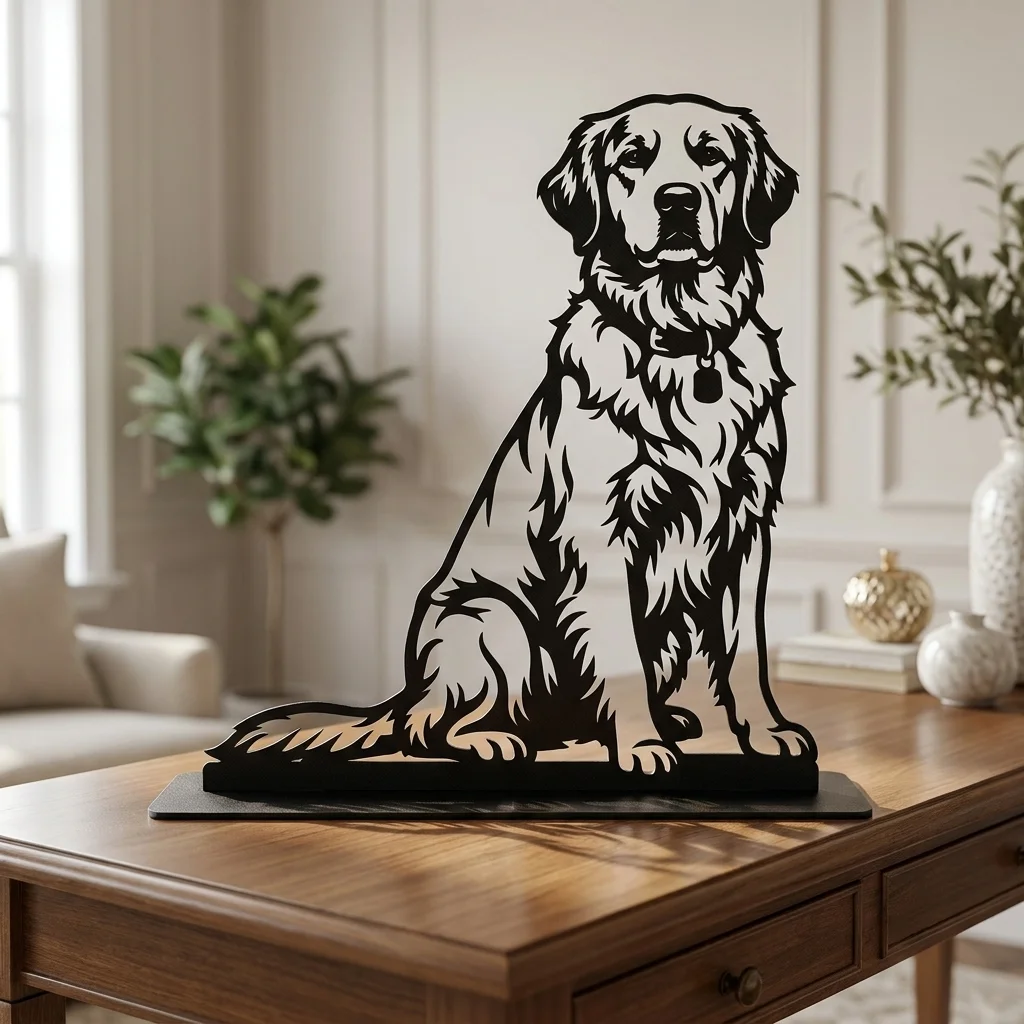 Golden Retriever metalowa dekoracja wolnostojąca model 3