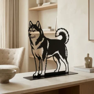 Husky syberyjski metalowa dekoracja wolnostojąca
