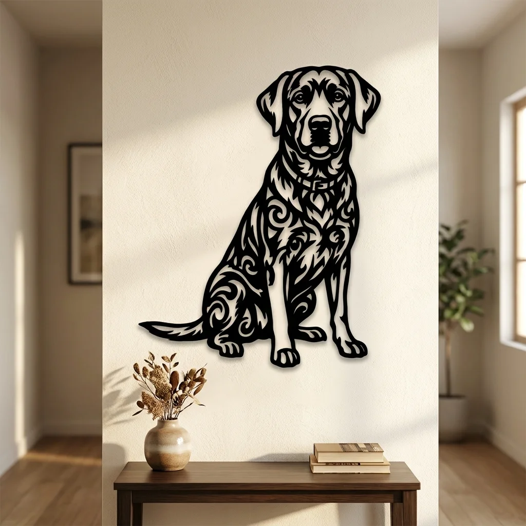 Labrador Retriever - metalowa dekoracja ścienna model 3 na ścianie we wnętrzu