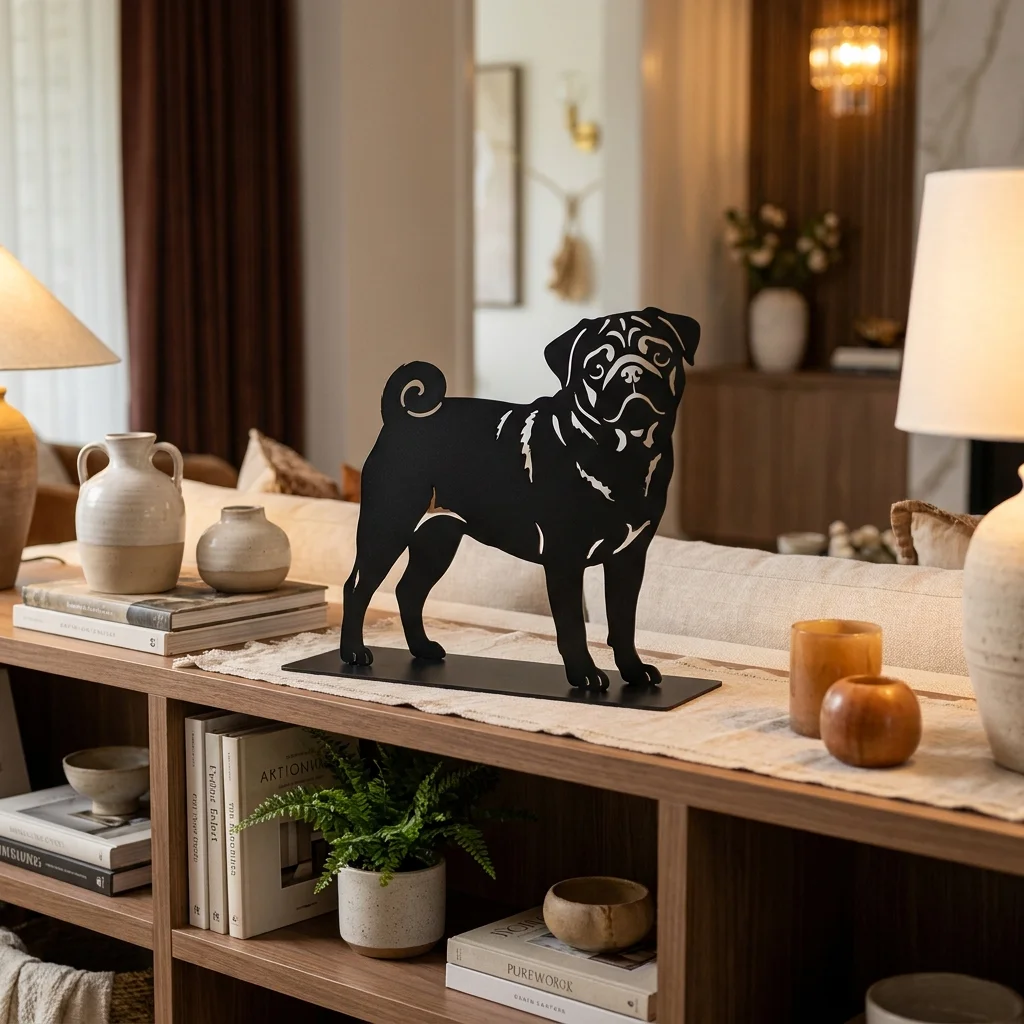 Mops metalowa dekoracja wolnostojąca model 2