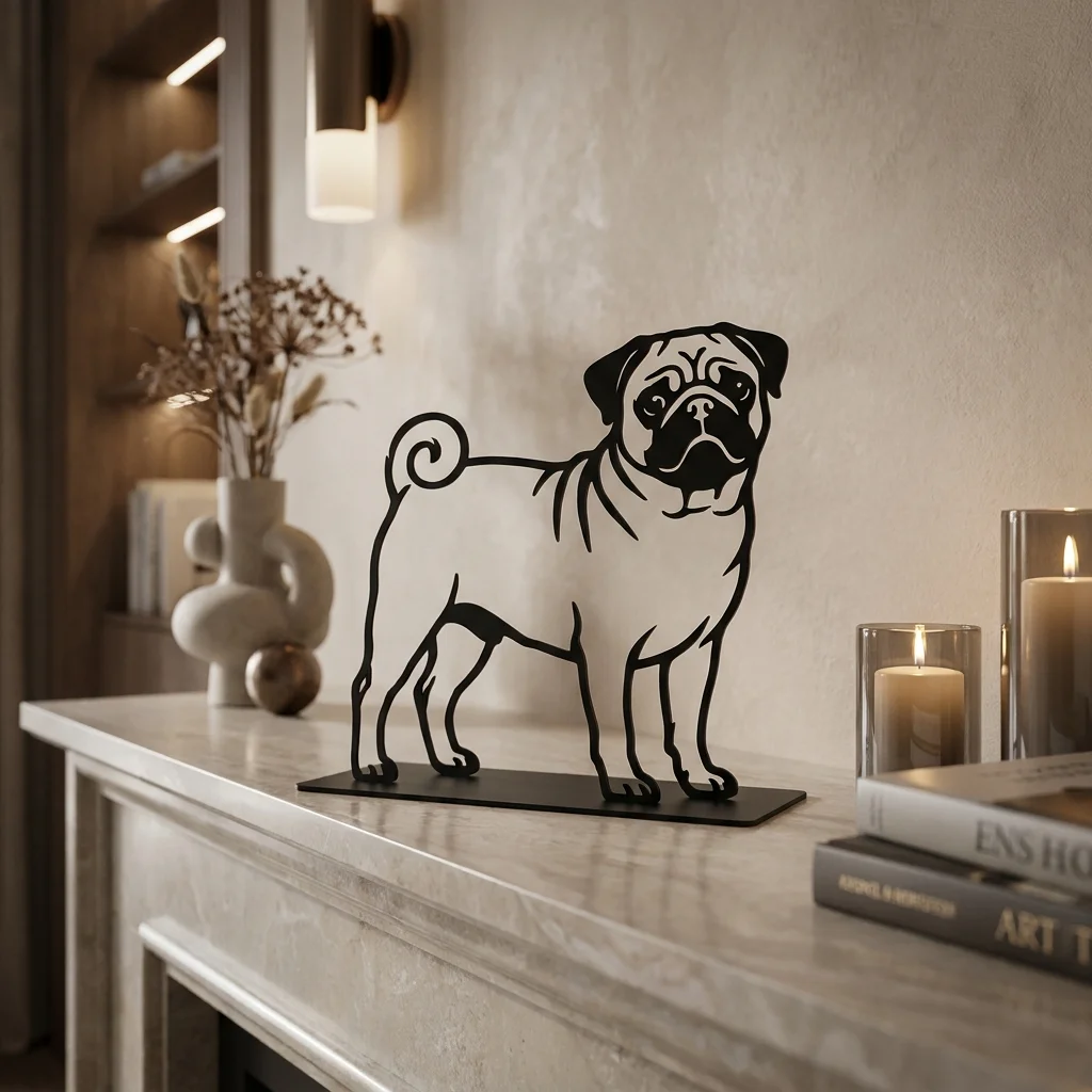 Mops metalowa dekoracja wolnostojąca model 3