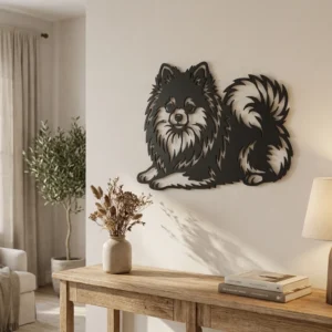 Pomeranian - metalowa dekoracja ścienna, model 2 jako ozdoba do wnętrza