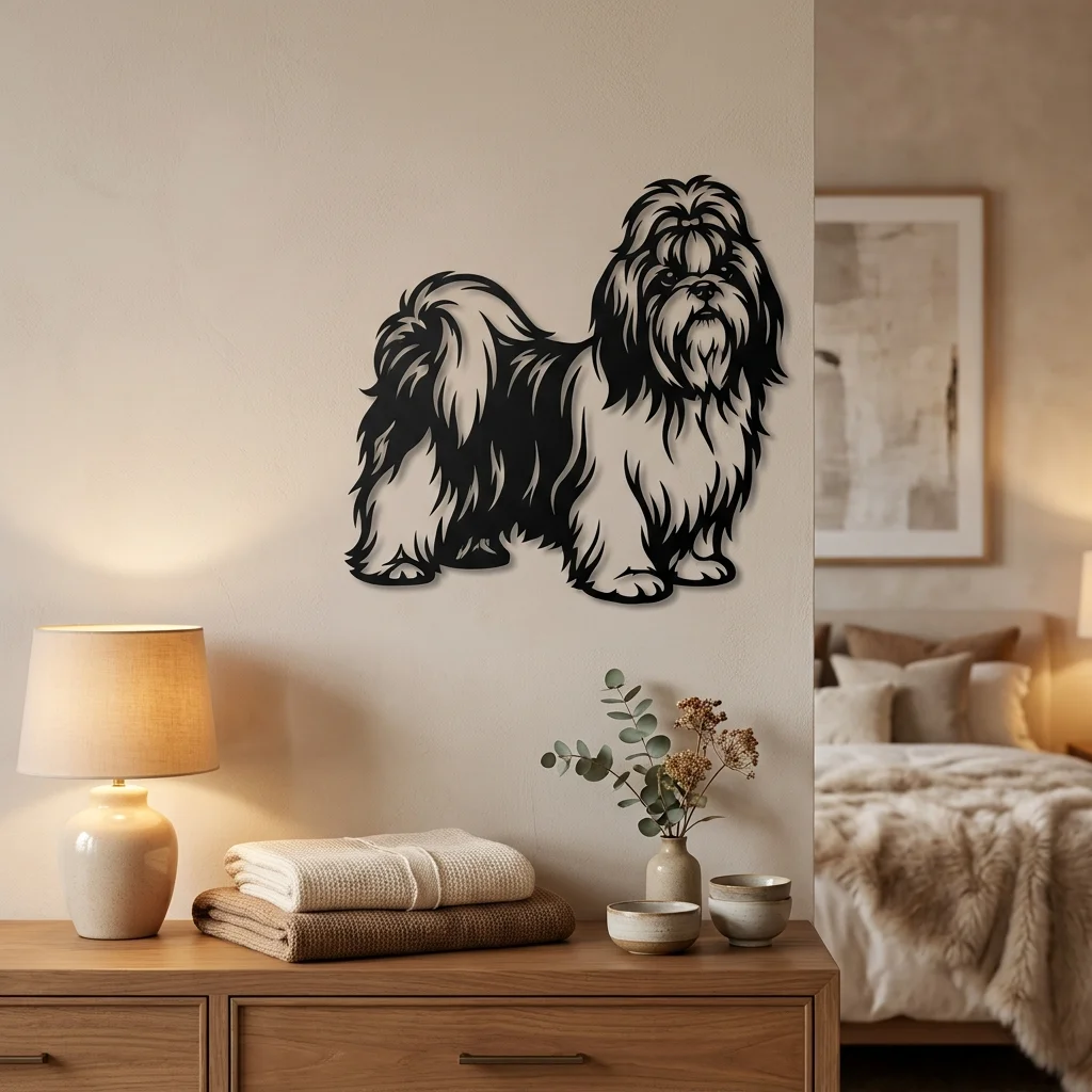 Shih Tzu - metalowa dekoracja ścienna, model 2 jako ozdoba do wnętrza