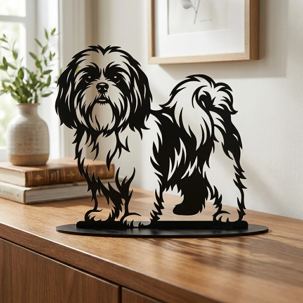 Shih Tzu metalowa dekoracja wolnostojąca model 4
