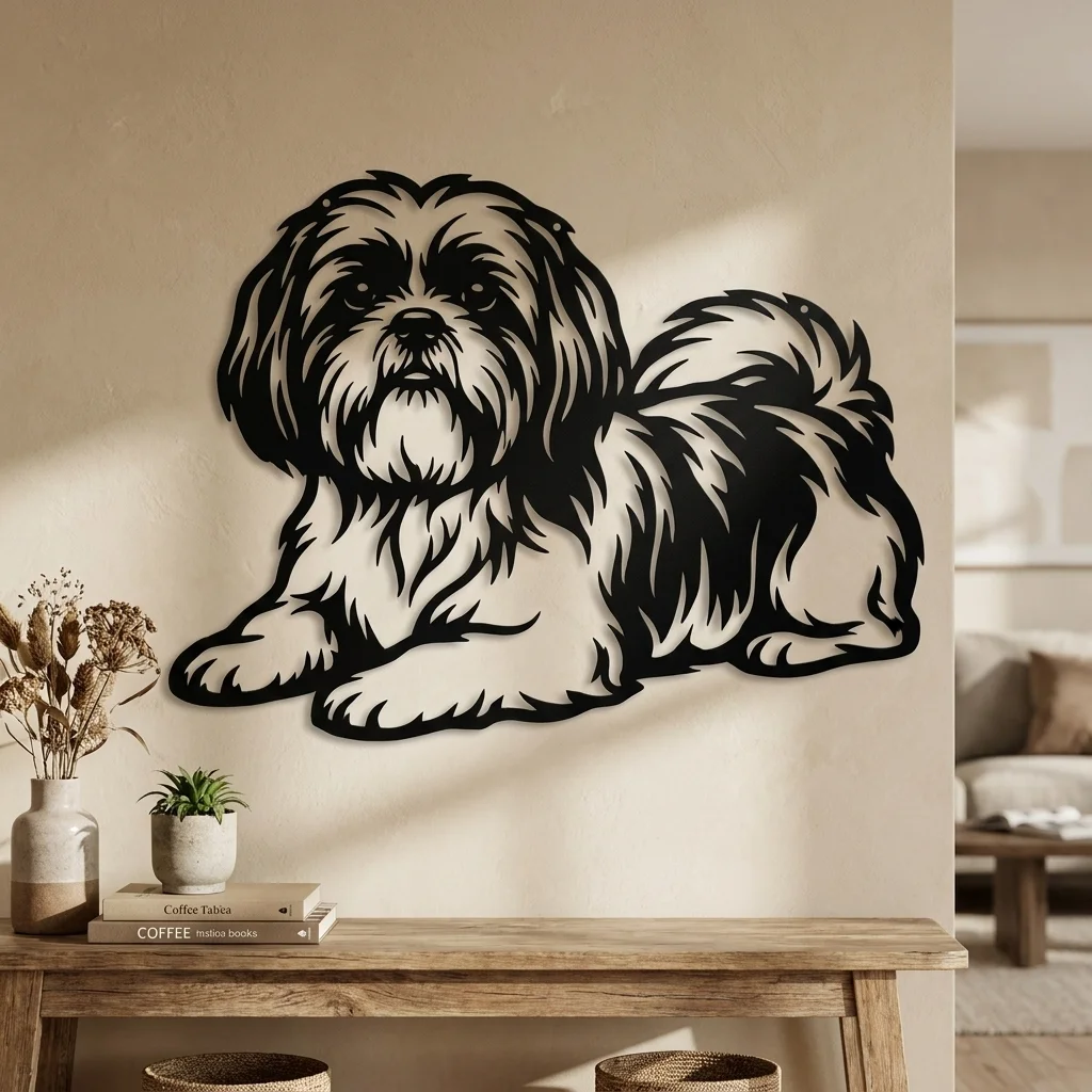 Shih Tzu - metalowa dekoracja ścienna, model 5 jako ozdoba na ścianie