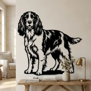 Springer Spaniel angielski - metalowa dekoracja ścienna model 3 na ścianie we wnętrzu