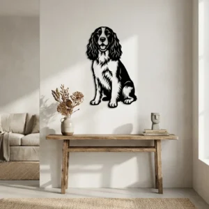 Springer Spaniel angielski - metalowa dekoracja ścienna model 4 w stylowym wnętrzu