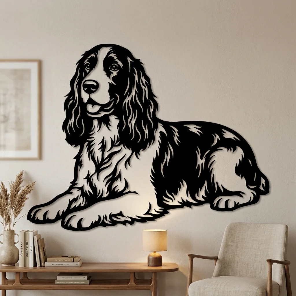 Springer Spaniel angielski - metalowa dekoracja ścienna model 5 jako ozdoba na ścianie