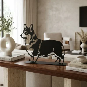 Welsh Corgi metalowa dekoracja wolnostojąca