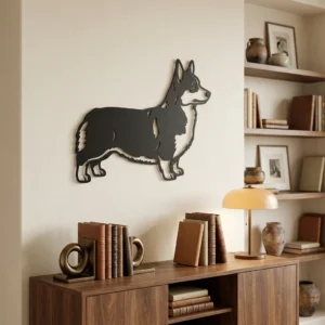 Welsh Corgi - metalowa dekoracja ścienna, model 2 jako ozdoba do wnętrza