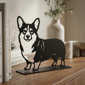 Welsh Corgi metalowa dekoracja wolnostojąca model 3
