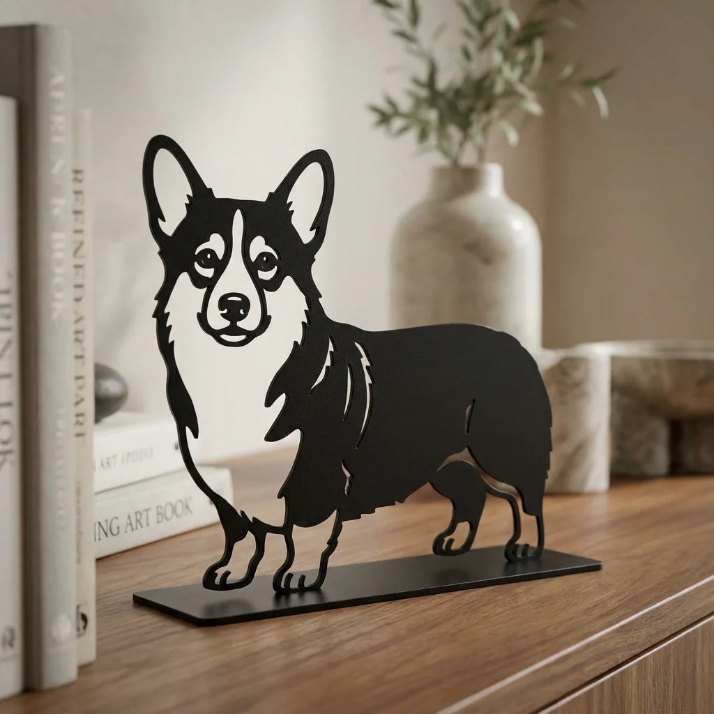 Welsh Corgi metalowa dekoracja wolnostojąca model 3