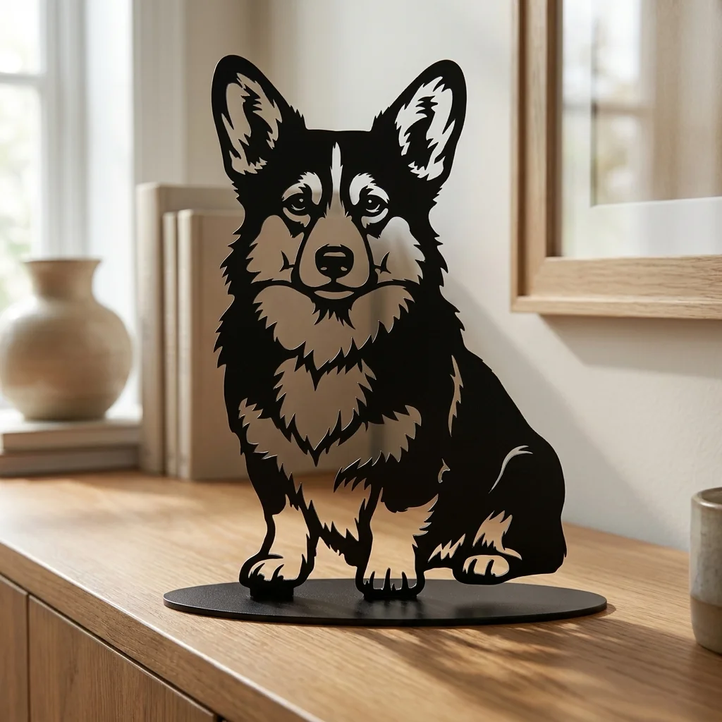 Welsh Corgi metalowa dekoracja wolnostojąca model 4