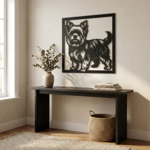 Yorkshire Terrier - metalowa dekoracja ścienna model 2 jako ozdoba do wnętrza