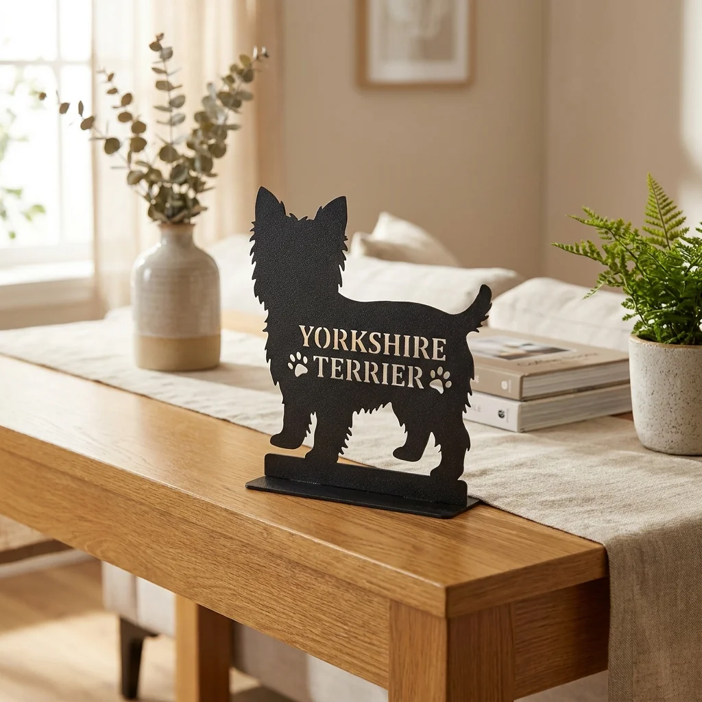 Yorkshire Terrier metalowa dekoracja wolnostojąca model 3