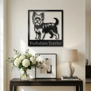 Yorkshire Terrier - metalowa dekoracja ścienna model 5 jako ozdoba na ścianie
