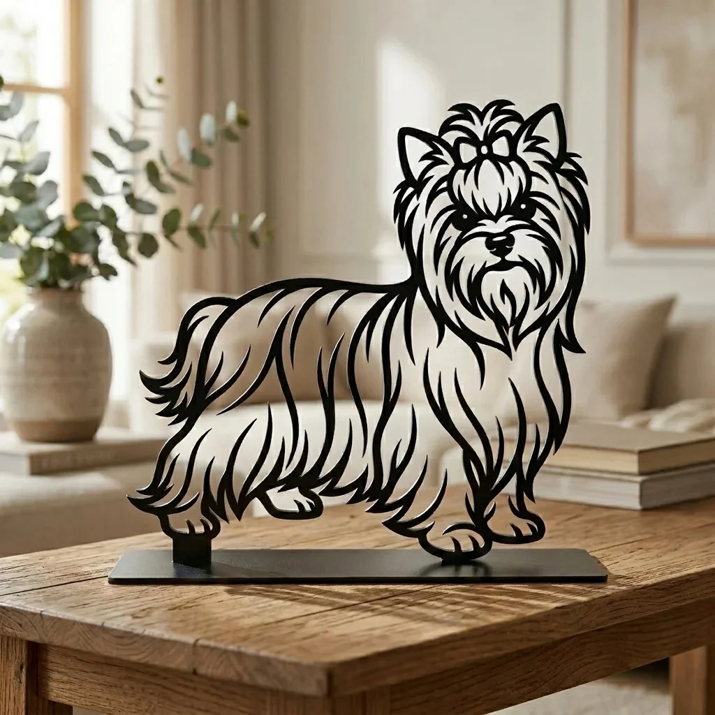 Yorkshire Terrier metalowa dekoracja wolnostojąca