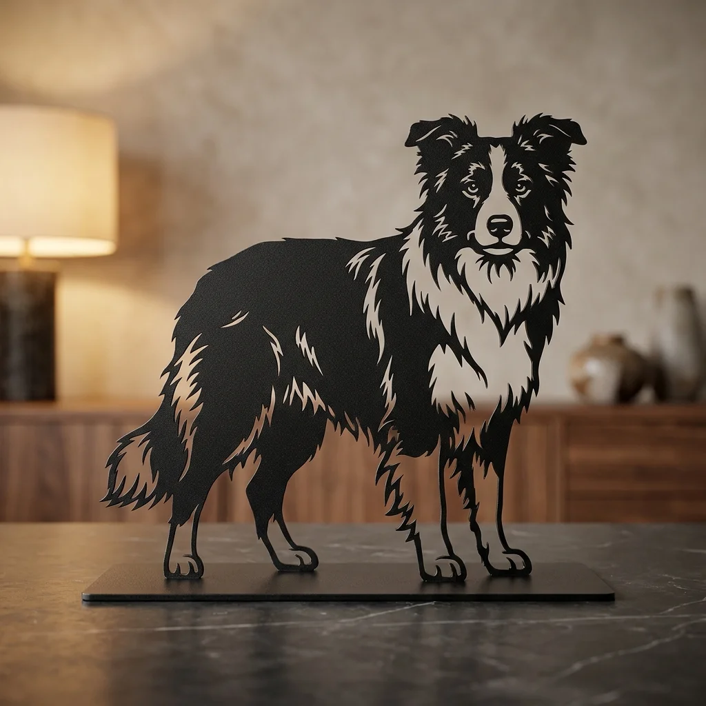 Border Collie metalowa dekoracja wolnostojąca