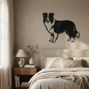 Border Collie - metalowa dekoracja ścienna model 2 jako ozdoba do wnętrza