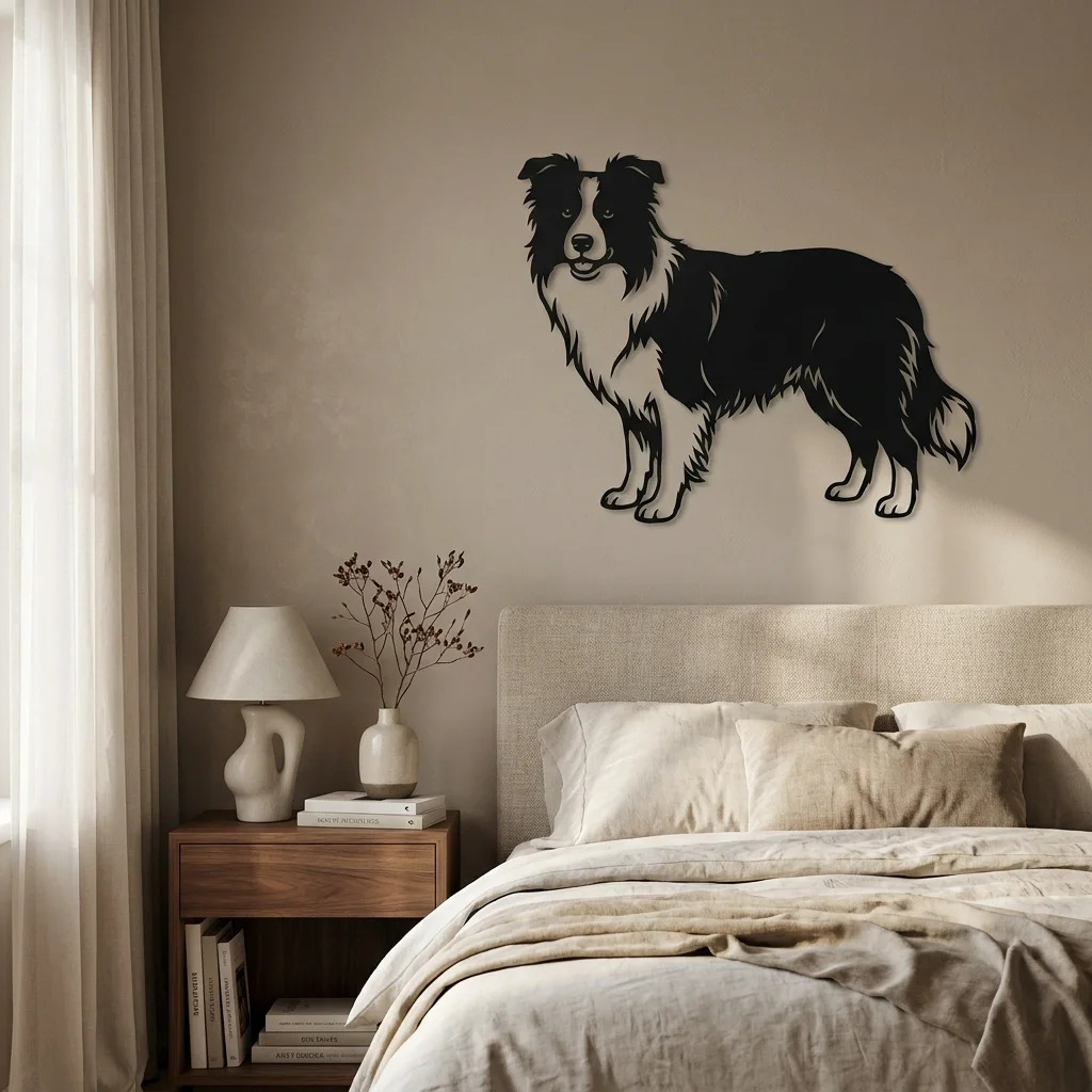 Border Collie - metalowa dekoracja ścienna model 2 jako ozdoba do wnętrza