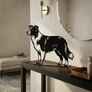 Border Collie metalowa dekoracja wolnostojąca model 2