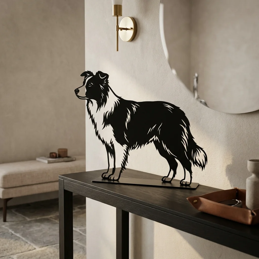 Border Collie metalowa dekoracja wolnostojąca model 2