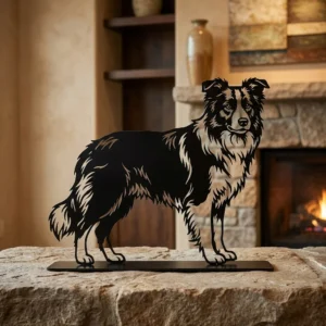 Border Collie metalowa dekoracja wolnostojąca model 3