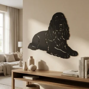 Cocker Spaniel - metalowa dekoracja ścienna model 3 na ścianie we wnętrzu