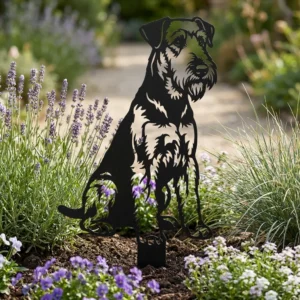Airedale Terrier – metalowa dekoracja ogrodowa do wbicia w ziemię