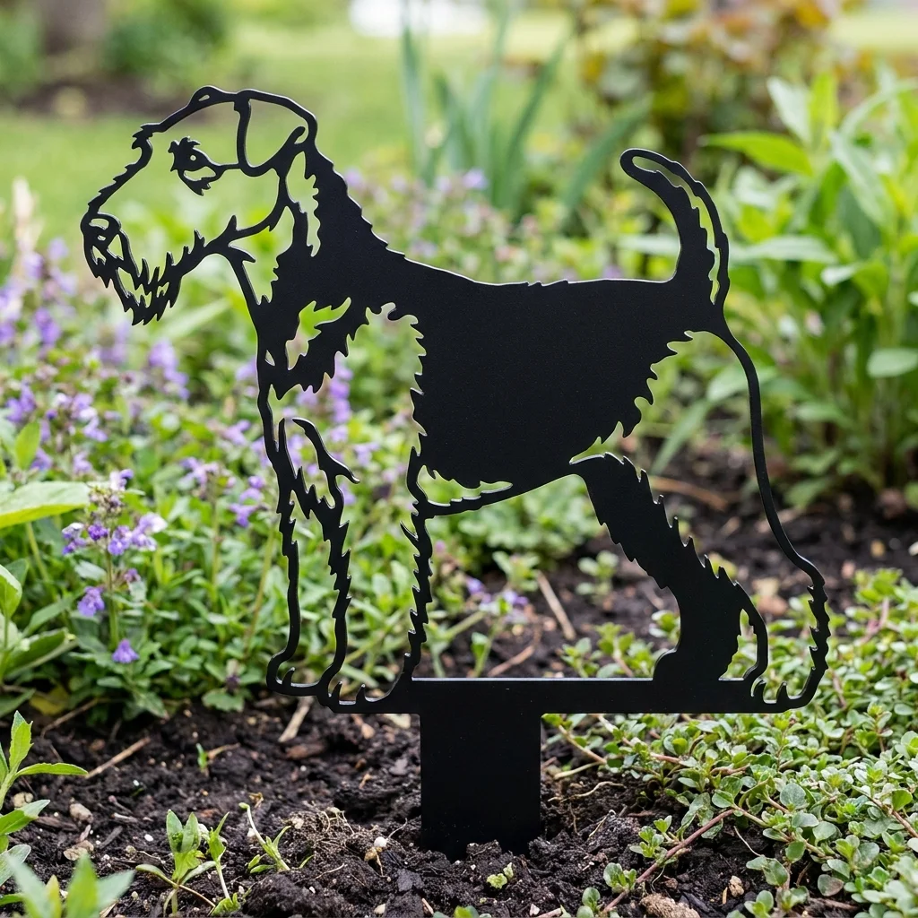 Airedale Terrier v2 – metalowa dekoracja ogrodowa do wbicia w ziemię