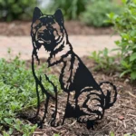 Akita amerykańska v3 – metalowa dekoracja ogrodowa do wbicia w ziemię