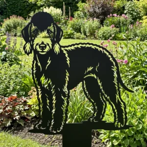 Bedlington Terrier v3 – metalowa dekoracja ogrodowa do wbicia w ziemię